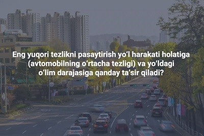 Tezlik chegarasi, o'lim darajasi va o'rtacha tezlik o'rtasidagi bog'liqlik